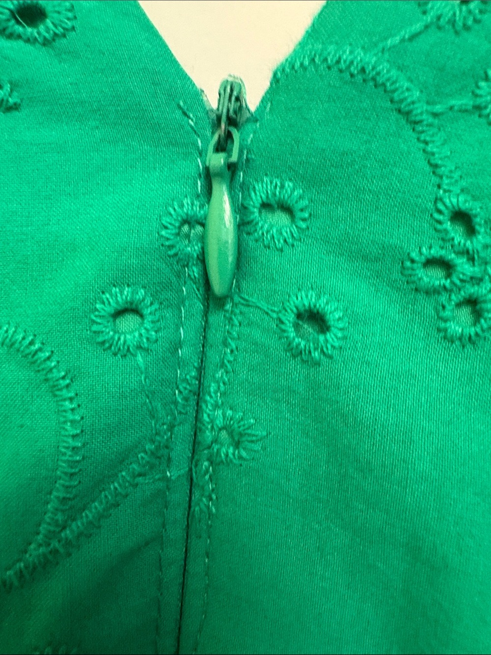 NWT Maggy London Green Eyelet V-Neck Ruffle Midi Dress - Picture 11 of 16